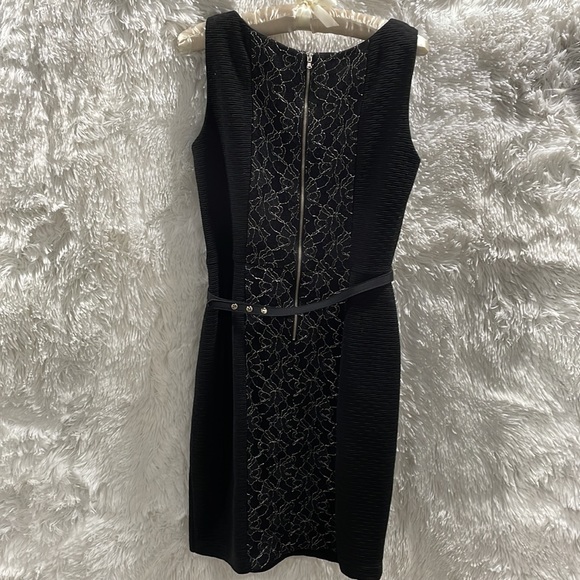 Taylor brand little black dress with silver lace overlay on backside. - Picture 5 of 7